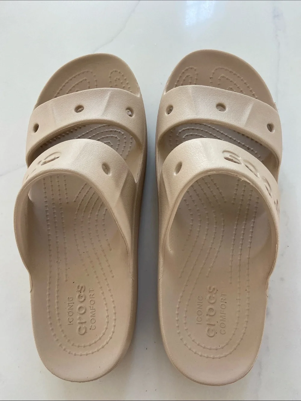 CROCS Kids Beige Dual-Strap Slide Sandals
